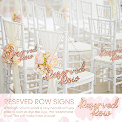 6 Pieces Wooden Reserved Row Signs for Wedding Chairs Wood Hanging Reserved Seat