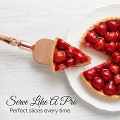 Homi Styles Wedding Cake Knife and Server Set | Rose Gold Color Premium 420 S…