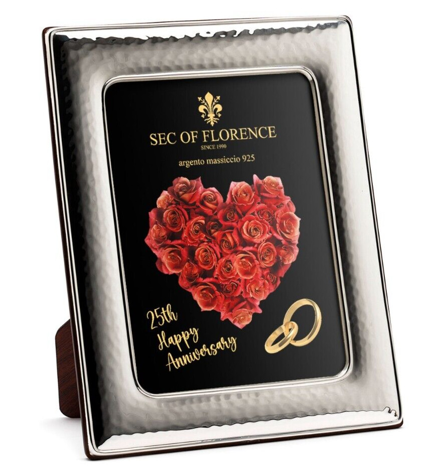 5×3,5″ Solid 925 Sterling Silver Photo Frame 25th Wedding 7182/9×13*H25*CR*USA
