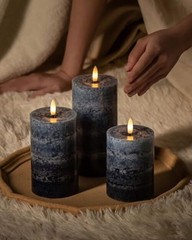 Flameless Candles with Remote and Timer, Real Wax Made LED Gradient Navy Blue