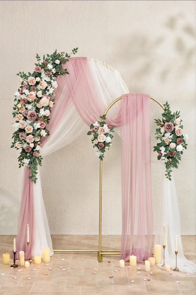 Ling’s Moment Wedding Stands with Flowers – 7.2FT, 6FT Set of 2, Dusty Rose 1652