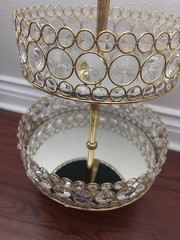 2 Tier GOLD Mirror 20” Cake Stand with Crystal Beads Cupcake Wedding Dessert