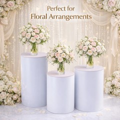 Wedding Pedestal Cylinder Stands Set of 3 White Acrylic Party Decor PVC Event
