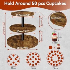 3 Tier Cupcake Stand,Wood Durable Cupcake Tower,Round Serving Display Round-1
