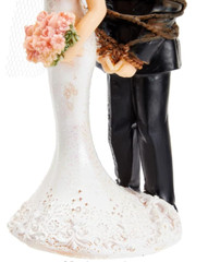 Funny Wedding Cake Topper, Bride Tied Up Groom Couple Figurine, 2.6 x 4.6 x 2.3″