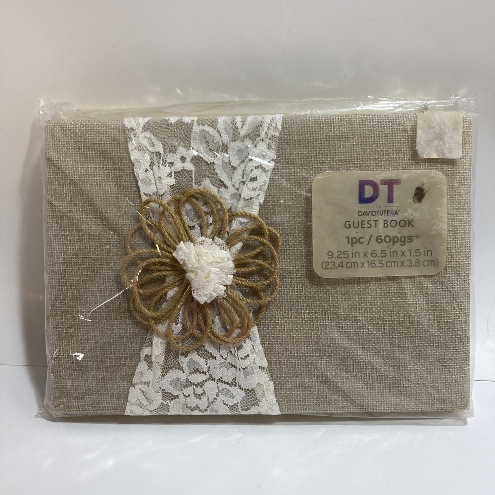 David Tutera Burlap and Lace Wedding Guest Book Special Event Occasions 60 Pages