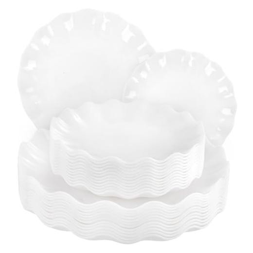 LIYH 24 Pcs Plastic Plates Reusable – Unbreakable Party 24(12 Guests) White
