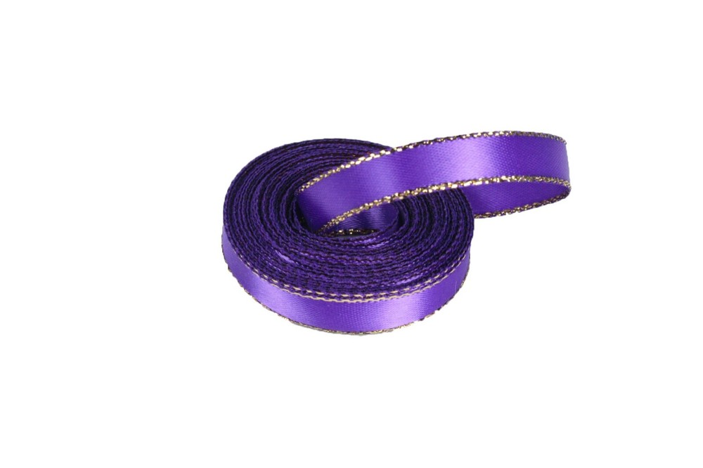 5 Yards Rolled up 3/8″ Satin Ribbon Double face Metallic GOLD Edge Choose Color