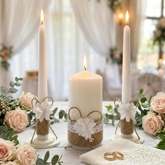 Magik Life Unity Candle Set – Wedding Ceremony Reception 6 Pillar Two 10 Taper