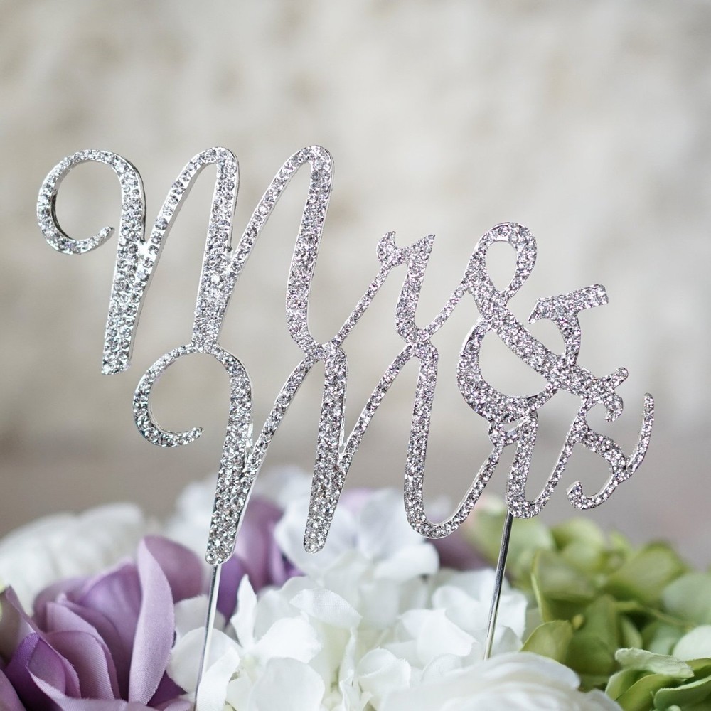 LUNAURA MR & MRS MONOGRAM CRYSTAL RHINESTONE CAKE TOPPER WEDDING CAKE DECORATION