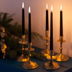KONNI 0.87×10 Inch Black Taper Candles, Unscented and Smokeless Tall