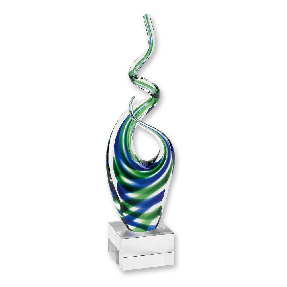 Elegant and Modern Murano Style Art Glass Colorful Ocean Centerpiece, 14 Inches