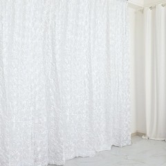 8 ft x 8 ft WHITE Satin Rosette Backdrop CURTAIN Photo Booth Decorations Party