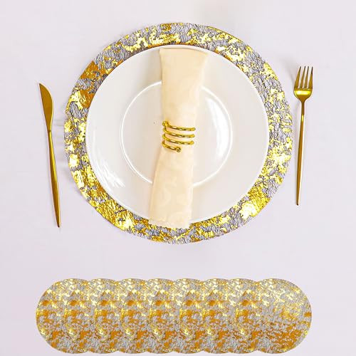 Black and Gold Placemats Round Disposable Metallic Gold Doilies Glitter Foil