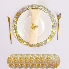Black and Gold Placemats Round Disposable Metallic Gold Doilies Glitter Foil