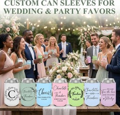 Custom Wedding Can Cooler 100 Pack Bulk Wedding Favors Guests Insulated Neoprene