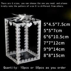 10/50pcs Clear Floral PVC Cube Boxes Gift Tennis Toy Candy Cake Package Display