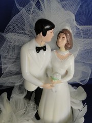 New Vintage Wilton Tender Love Wedding CakeTop, white coat, black pants 114-402