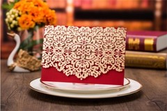 Crown Laser Cut Wedding Favour Candy Bags Boxes Invitations Cards Envelopes Red