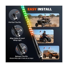 2 PCS 4FT Whip Lights with Spring Base, APP & Remote Control Led Whip Lights …