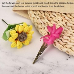 Corsage Decorative Holder, Alloy Lapel Pin Brooch Vase 42mm Cyan Pack of 2