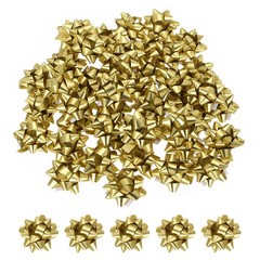 100Pcs 1.5″ Mini Star Gift Bows Metallic Bows Matte Gold