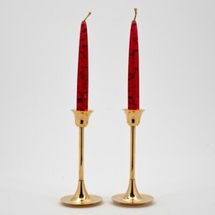 Candle Holder Brass Contemporary Wedding Reception Taper Candles 6″ High Set/2