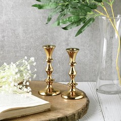 Rely+ Gold Candle Holders Set of 2 Decorative Centerpiece Table Medium,