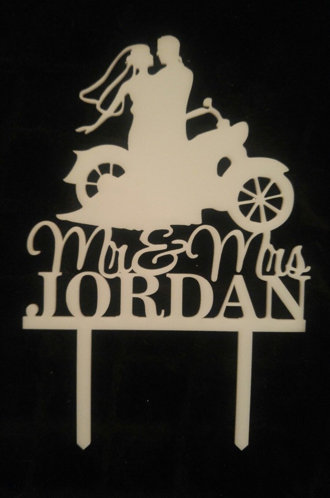 Mr. & Mrs. Jordan Biker Wedding Cake Topper