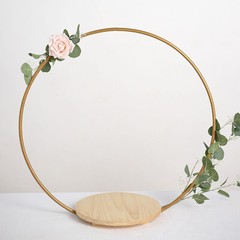 Gold 33 in Geometric Round Wood Metal Arch Cake Display Stand Decorations