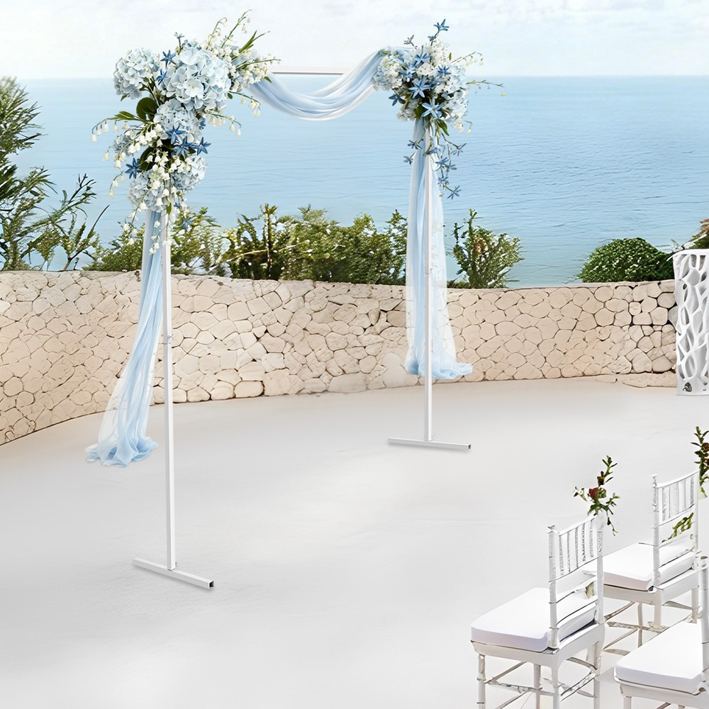 Square Freestanding Wedding Arch Backdrop Metal Frame 2 × 2 m White