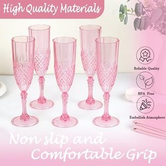 Plastic Champagne Flutes, Champagne Glasses Bulk, Reusable Unbreakable Acrylic