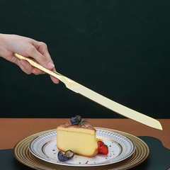 Gold Wedding Cake Knife and Server Set Titanium Gold Plating With Unique Pattern