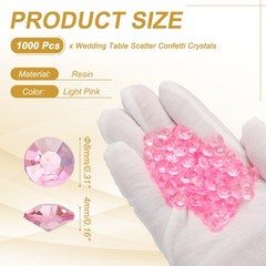 1000PCS Wedding Table Scatter Confetti Fake Crystals (Light Pink 8mm)