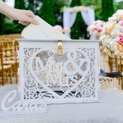 Rustic Large Wooden Wedding Money Box Holder with Sign DIY Envelop Gift Box