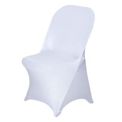 6 White FOLDING Stretch SPANDEX CHAIR COVERS Event Banquet Reception Decorations