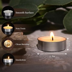 Soy Tea Lights Candles 50 Pack, 4 Hours Tealights Candles Bulk Unscented Smal…