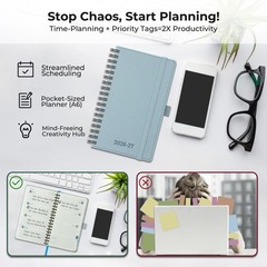 Planner 2026-2027 Daily Weekly and Monthly,6.5″x3.75″,18 Months Spiral Bound …