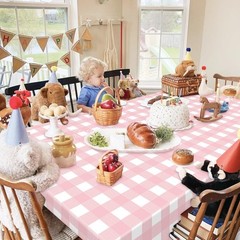 4 Pack Pink Gingham Tablecloths, Pink and White Checkered Tablecloths 86.6 x …