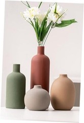Ceramic Flowers Vase Set of 4, Elegant Multicolor Home Red/Green/Brown