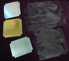 24 PCS 4x3x2-1/2″ Wedding Party Favor Gable Handle Clear PVC Box w/ Silver Card