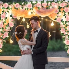 2 Pcs Flower Garland with 19.6 Ft Lights, 13.2 Ft Pink 2 Pack Pink With Lights