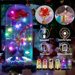 LED Eternal Galaxy Rose in Glass Enchanted Forever Flower Thanksgiving Xmas Gift
