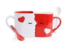 Kissing Mugs Set, Anniversary & Wedding Gifts, Exquisitely Crafted Two Large