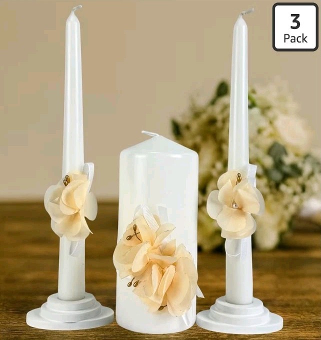 Unity Candle Set – Wedding Ceremony & Reception – 6” Pillar & Two 10” Taper…