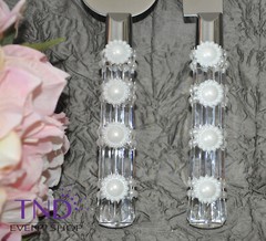 Wedding Cake Knife & Server Set, Faux Crystal Handles with Pearls – 2 Pieces