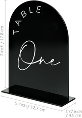 Black Arched Wedding Table Numbers 1-20 with Stands, 5X7 Inch Black Acrylic Arch
