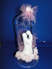 New Vintage Wilton «Rhapsody» Wedding Cake Top, white porcelain, pink 117-305
