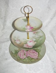 Custom Three Tier Tea Party Cake Stand Made With Vintage Hand Painted Plates