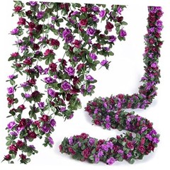 8 Pcs x 8.2 ft Flower Garland Artificial Rose Vine Flowers with Green Leaves